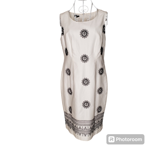 Talbots Embroidered Sleeveless Sheath Dress Size 8 Petite - Picture 2 of 9